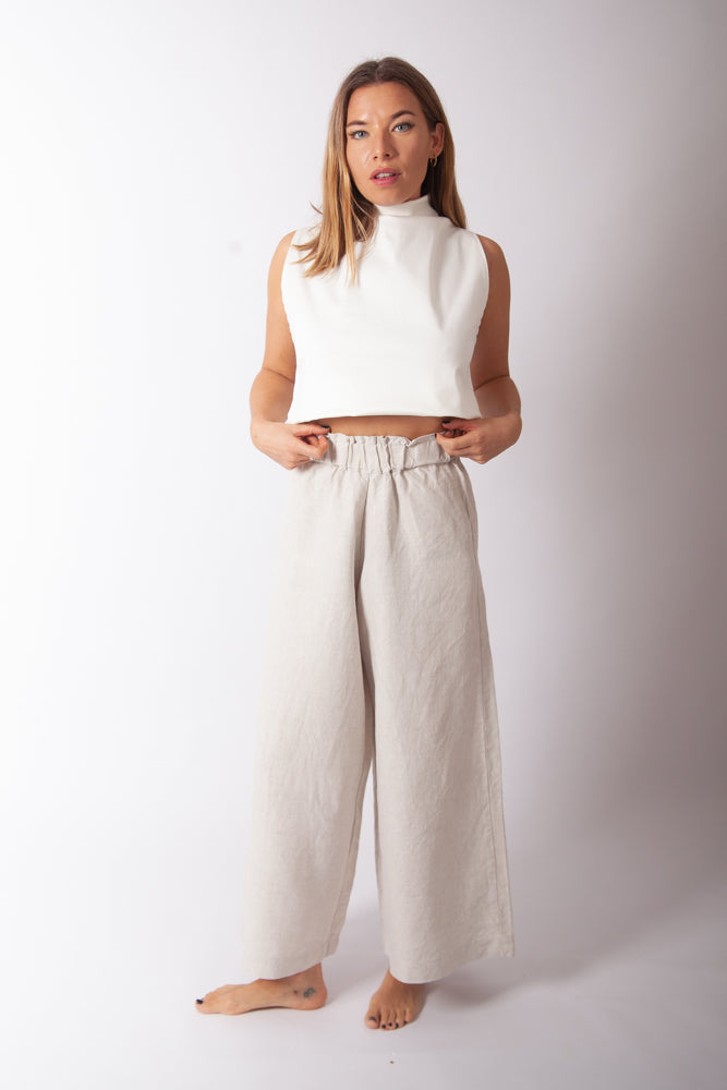 Mona Pant - Oatmeal Luxe Linen