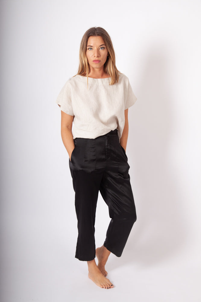Alli Pant - Black Silk Cotton Sateen