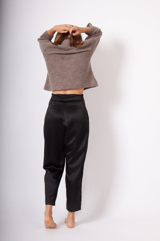 Alli Pant - Black Silk Cotton Sateen