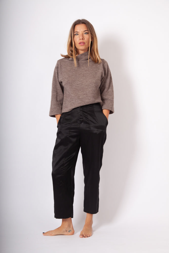 Alli Pant - Black Silk Cotton Sateen