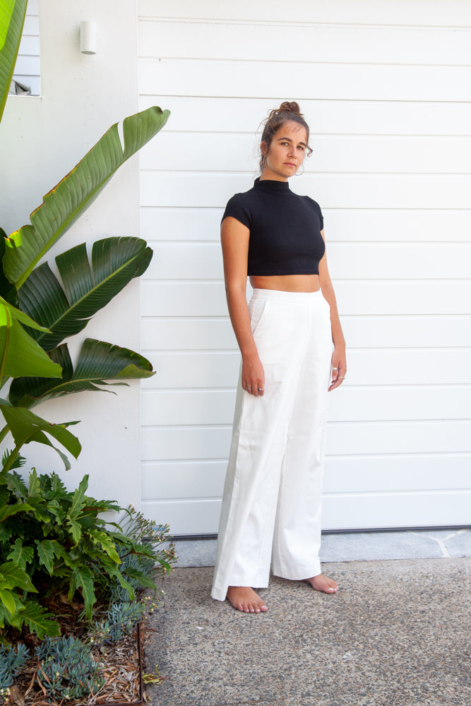 Gabi Pant - Ecru Cotton Twill