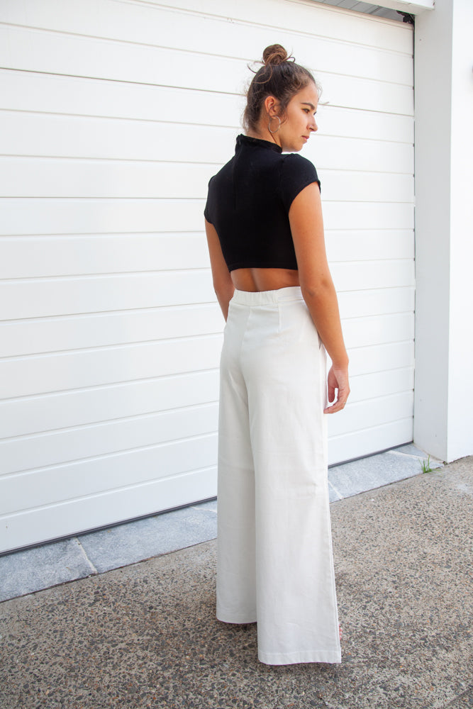 Gabi Pant - Ecru Cotton Twill