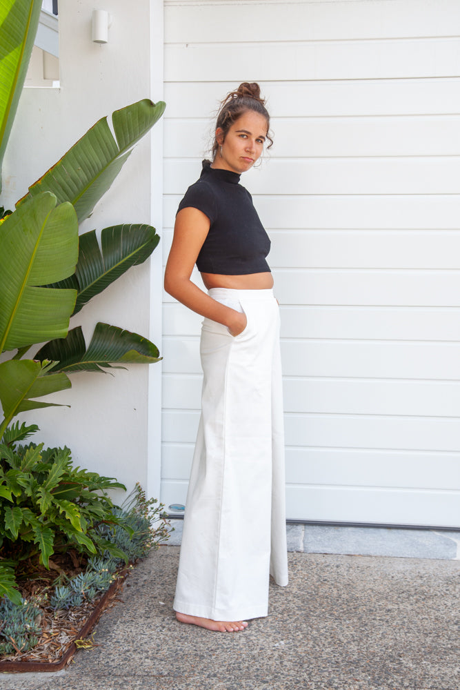 Gabi Pant - Ecru Cotton Twill