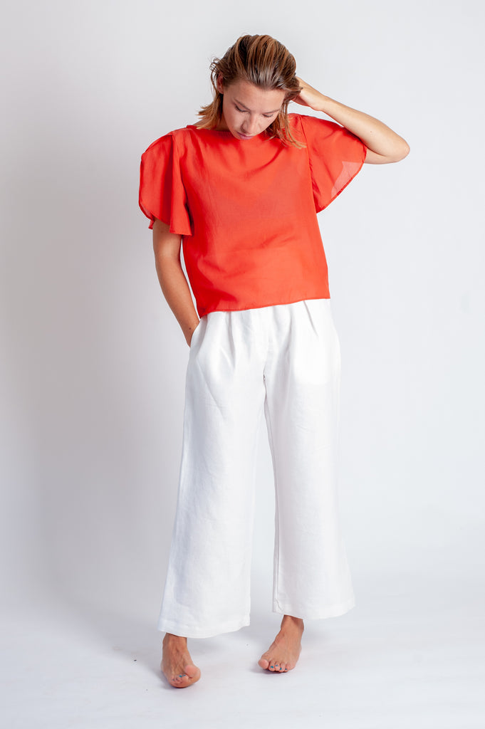 Rissa Top - Coral Silk Cotton Voile