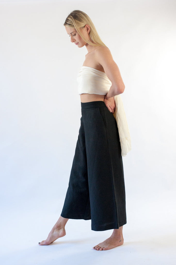 Romy Culotte - Black Linen Mix