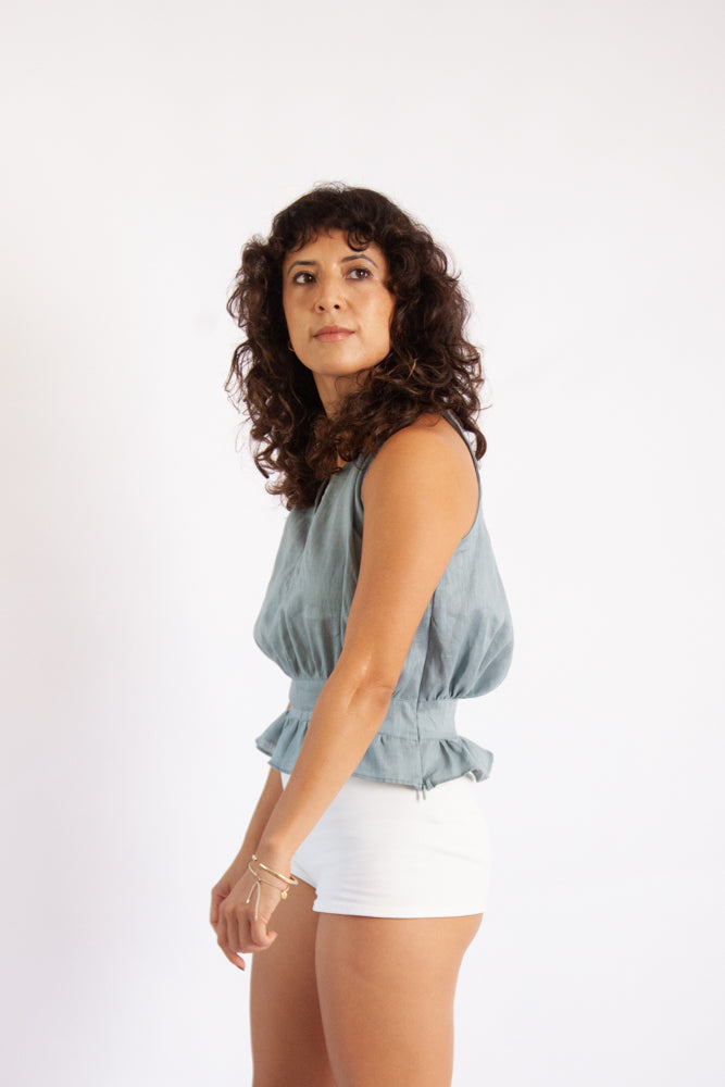 Lana Top - Seafoam Light Linen