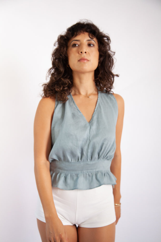 Lana Top - Seafoam Light Linen