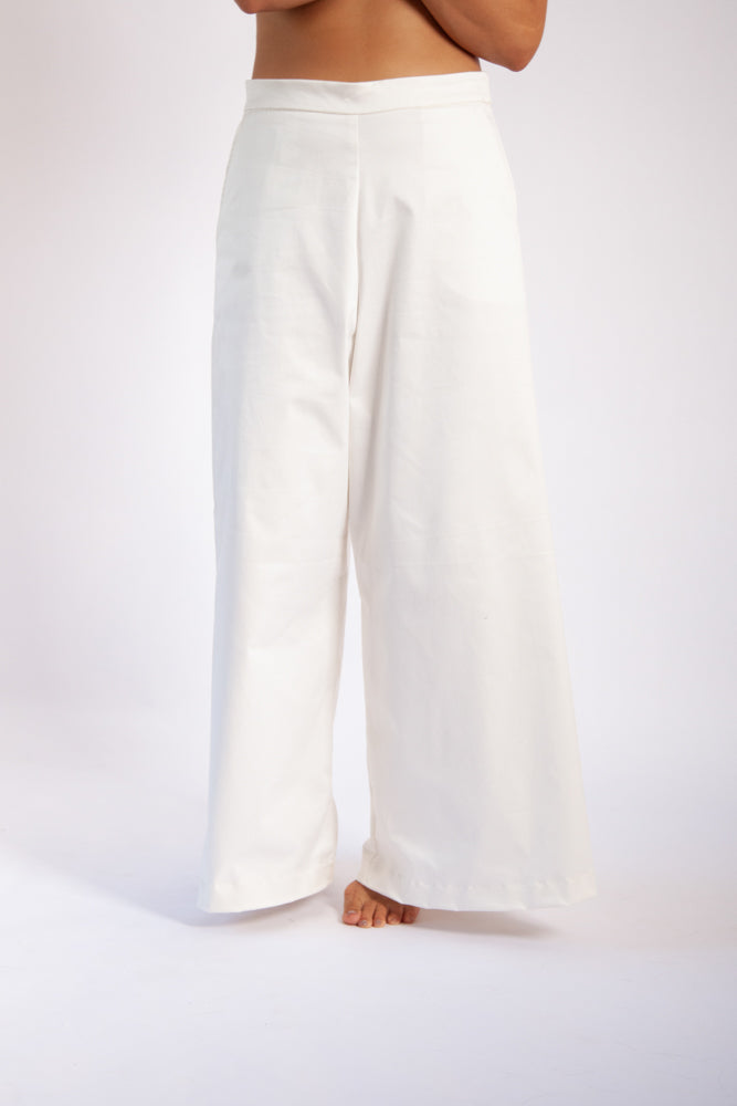 Gab Pant - Ecru Cotton Stretch Sateen