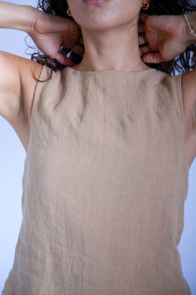 Isla Top - Camel Antique Wash Linen