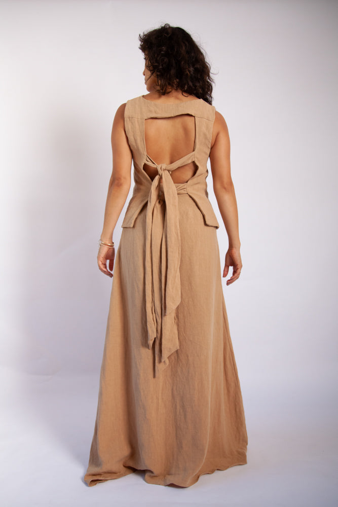 Isla Top - Camel Antique Wash Linen