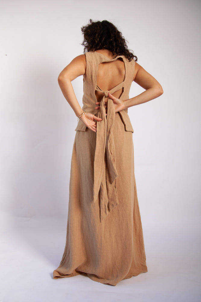 Isla Top - Camel Antique Wash Linen