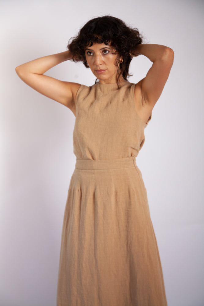 Isla Top - Camel Antique Wash Linen