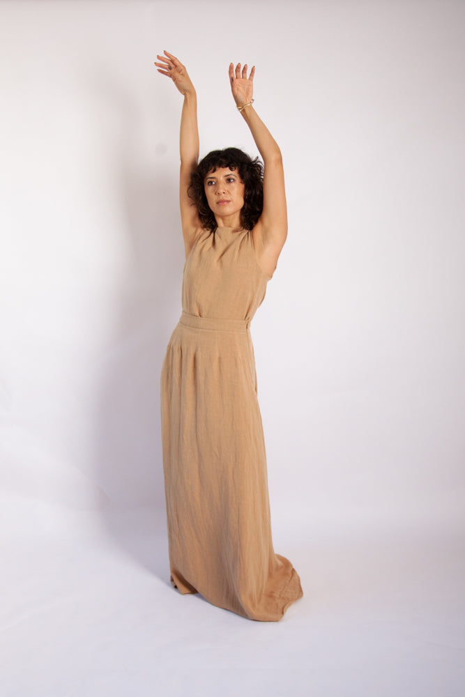 Isla Top - Camel Antique Wash Linen