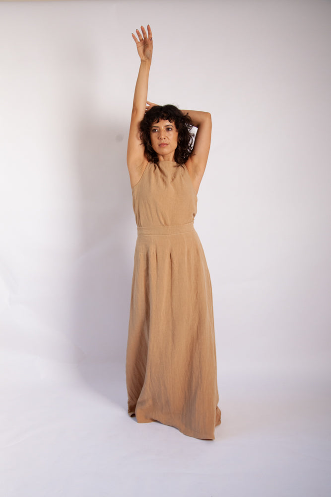 Isla Top - Camel Antique Wash Linen