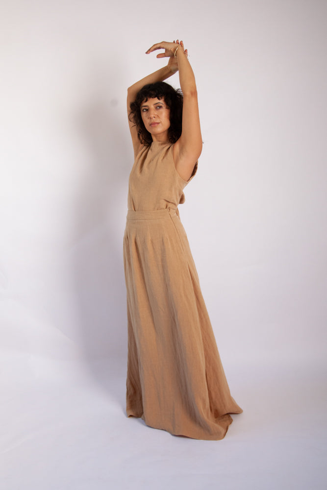 Isla Top - Camel Antique Wash Linen