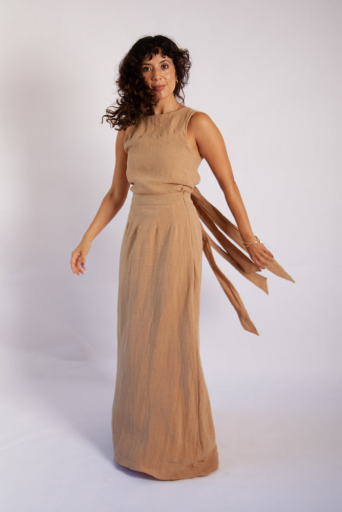 Isla Top - Camel Antique Wash Linen