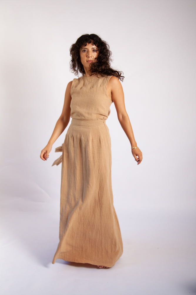 Isla Top - Camel Antique Wash Linen