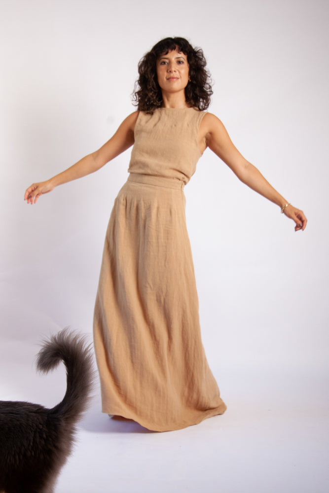 Isla Top - Camel Antique Wash Linen