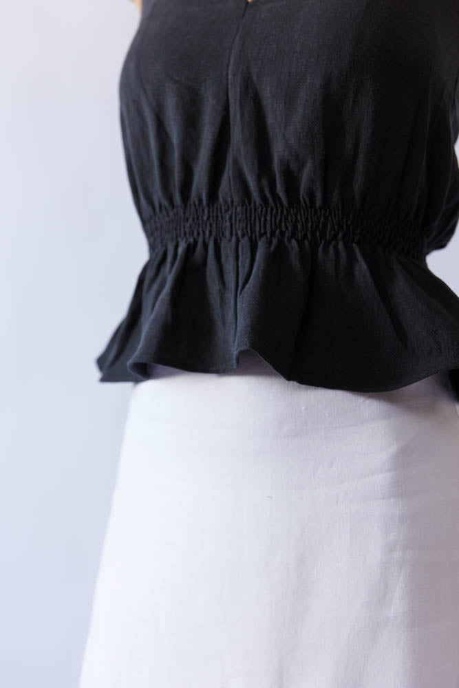 Lani Top - Black Antique Linen