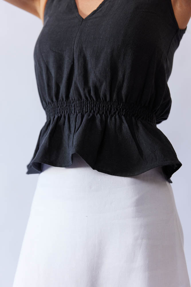 Lani Top - Black Antique Linen