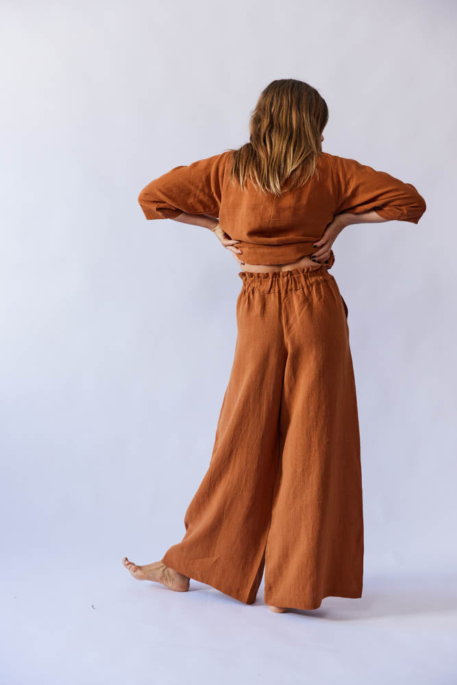 Mona Pant- Copper Antique Linen