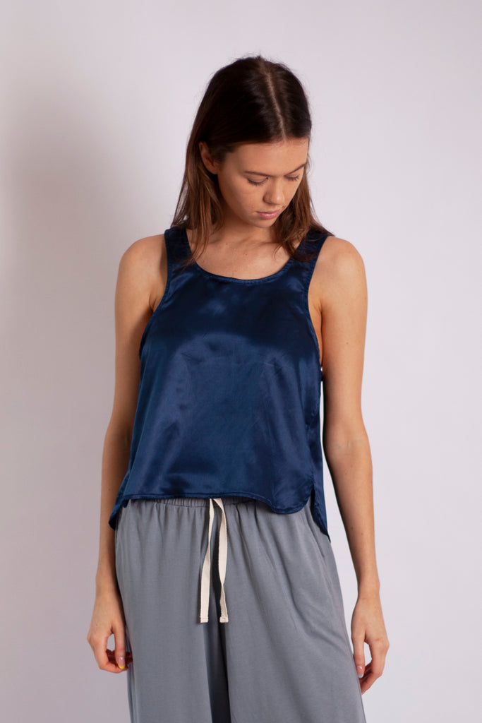 Edel Tank - Teal Silk Cotton Sateen