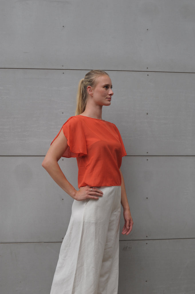 Rissa Top - Coral Silk Cotton Voile