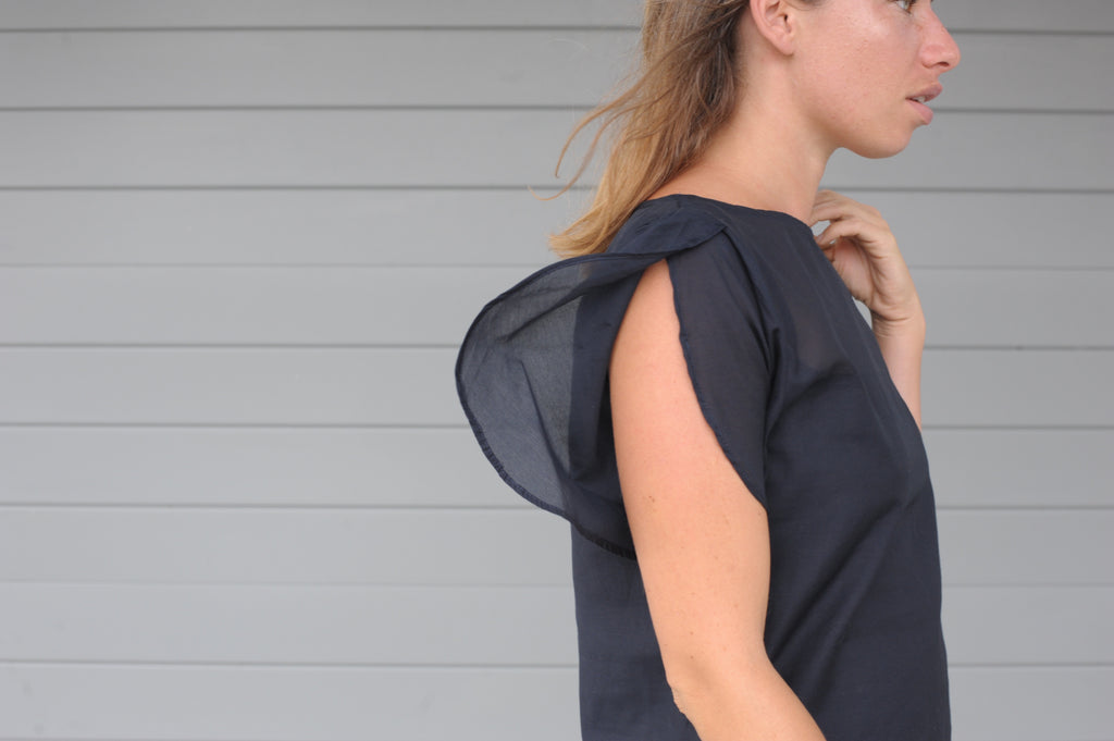 Rissa Top - Navy Silk Cotton Voile