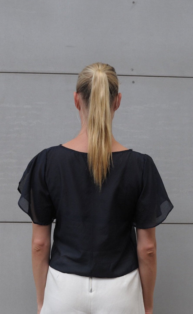 Rissa Top - Navy Silk Cotton Voile