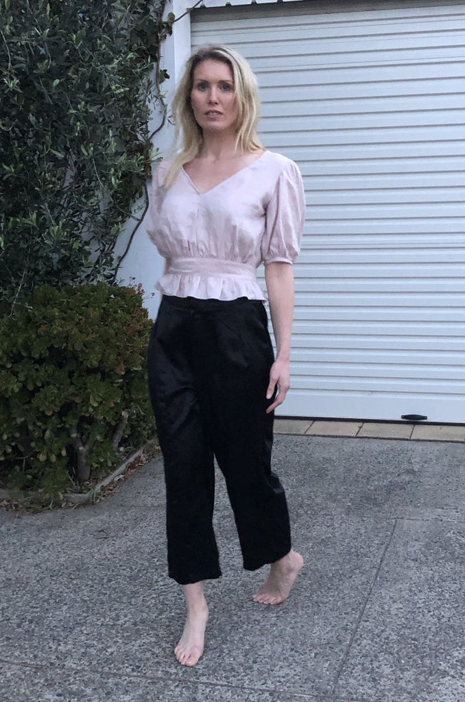 Alli Pant - Black Silk Cotton Sateen