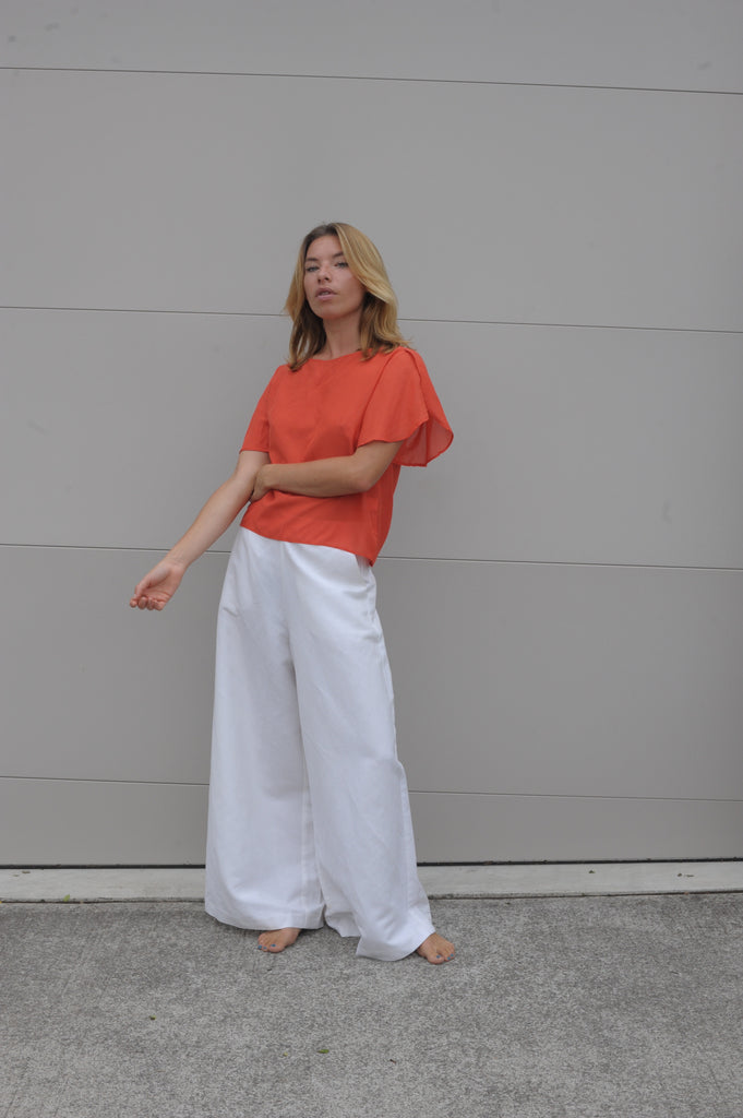 Rissa Top - Coral Silk Cotton Voile