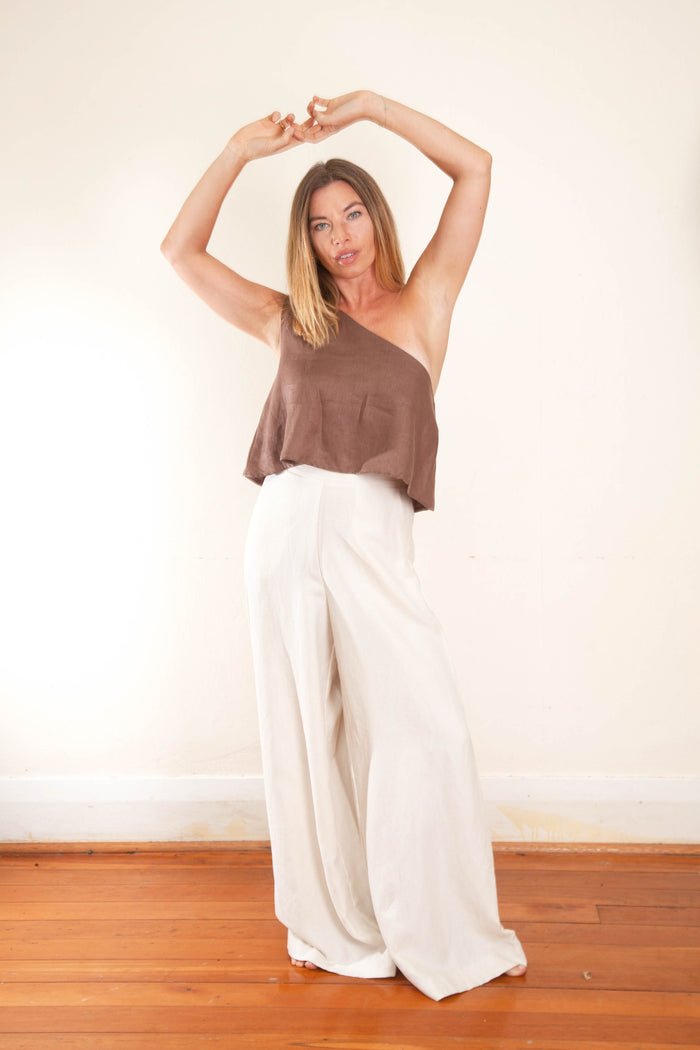 Unis Top - Chocolate Linen Twill