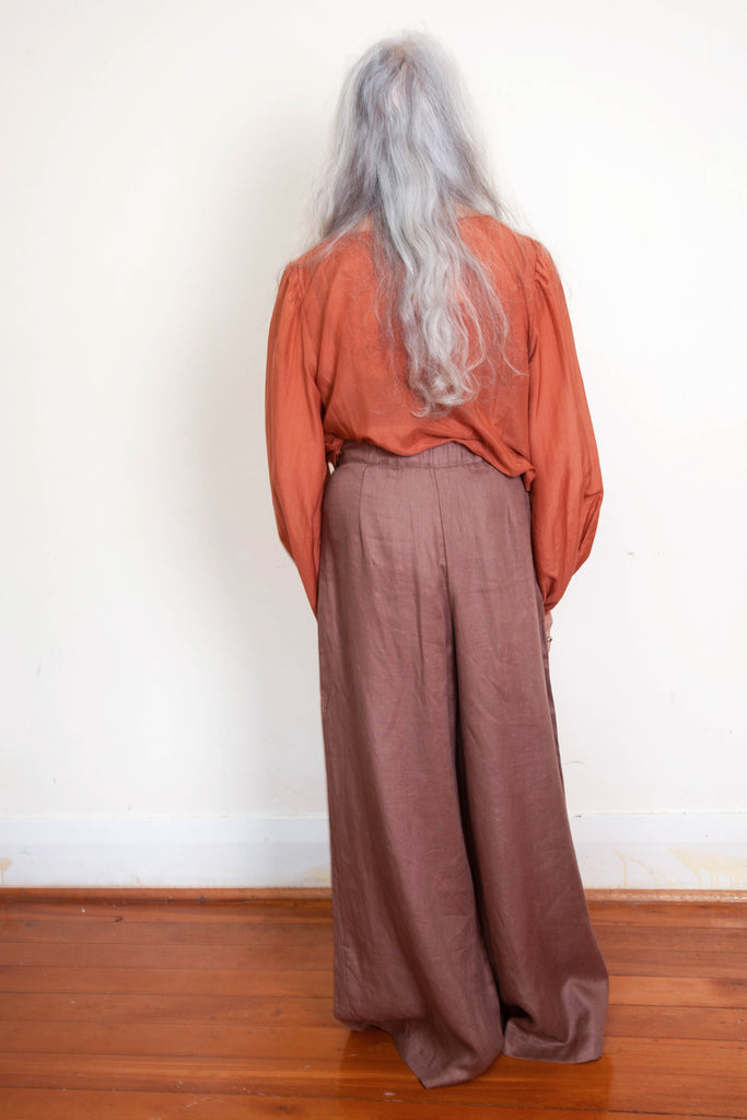 elin top in toffee silk cotton voile by scout. the label