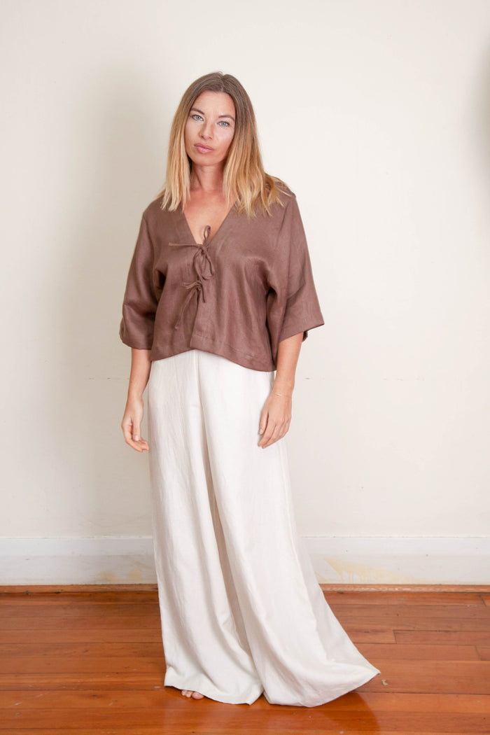 Gabi Pant - Ecru Linen Lyocel