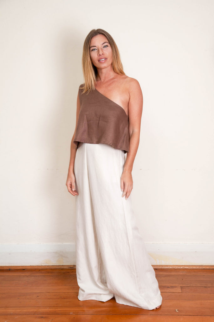 Unis Top - Chocolate Linen Twill