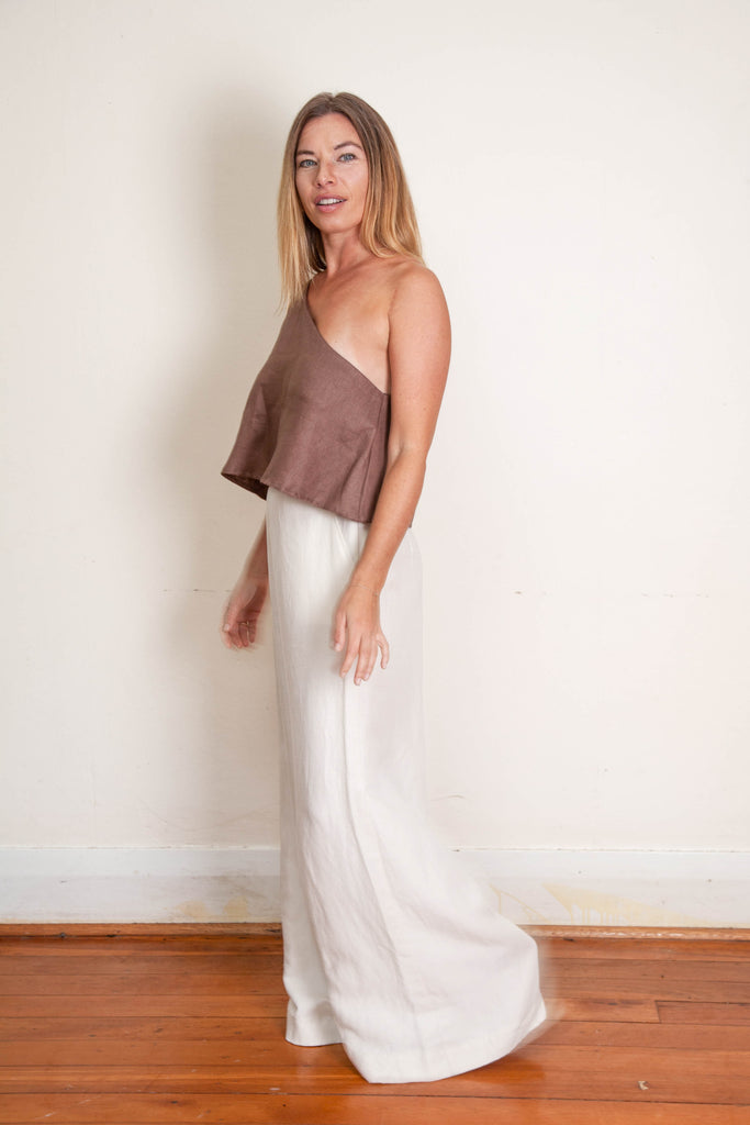 Unis Top - Chocolate Linen Twill