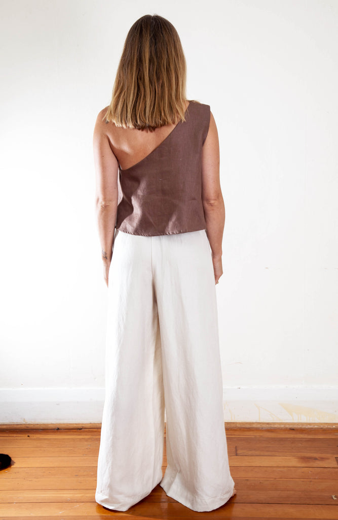 Unis Top - Chocolate Linen Twill