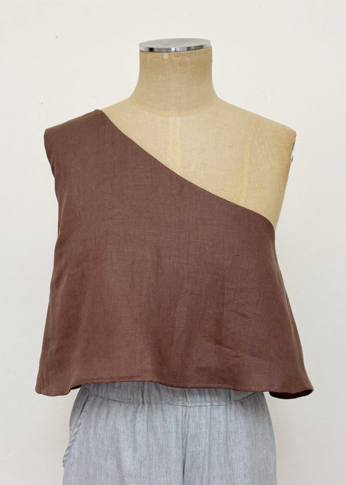 Unis Top - Chocolate Linen Twill