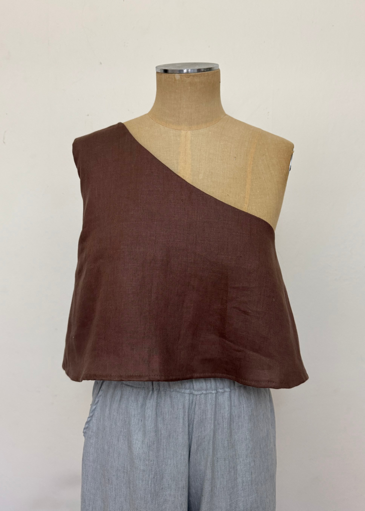 Unis Top - Chocolate Linen Twill