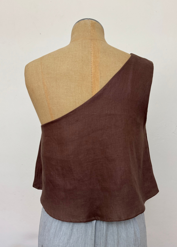 Unis Top - Chocolate Linen Twill