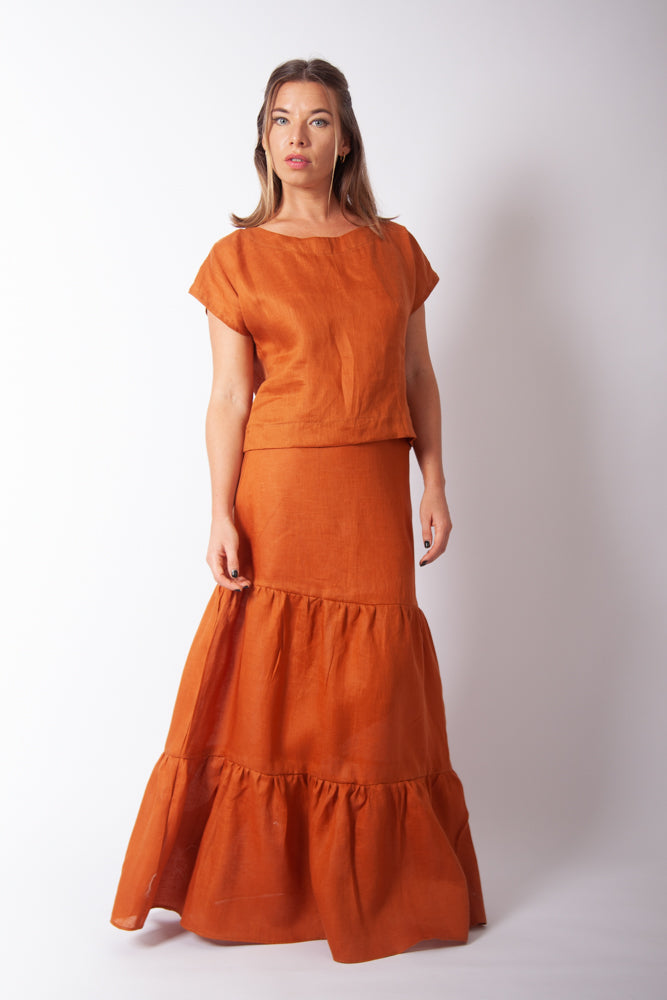 Willow Skirt - Terracotta Linen