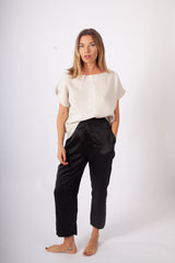 Josiane High Scoop Top - Natural Linen