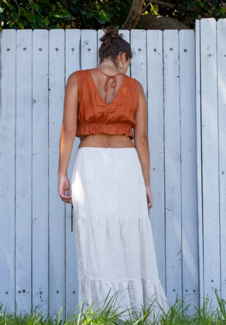 Willow Split Skirt - Natural Linen