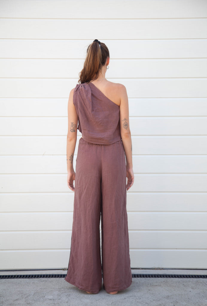 Tia Top - Chocolate Linen