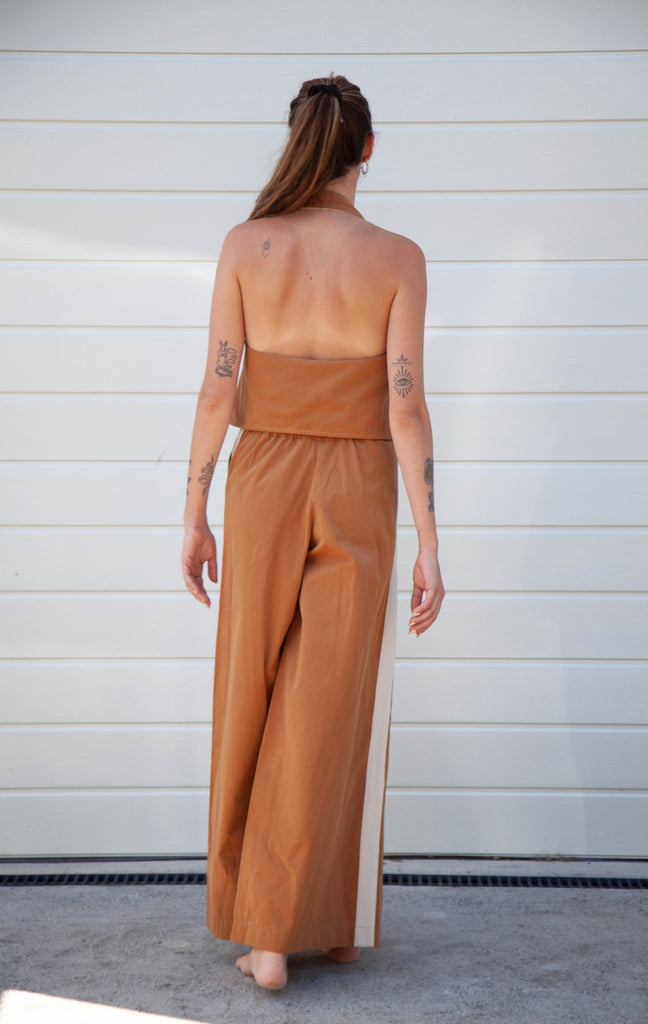 Moni Stripe Pant - Toffee with Ecru Stripe