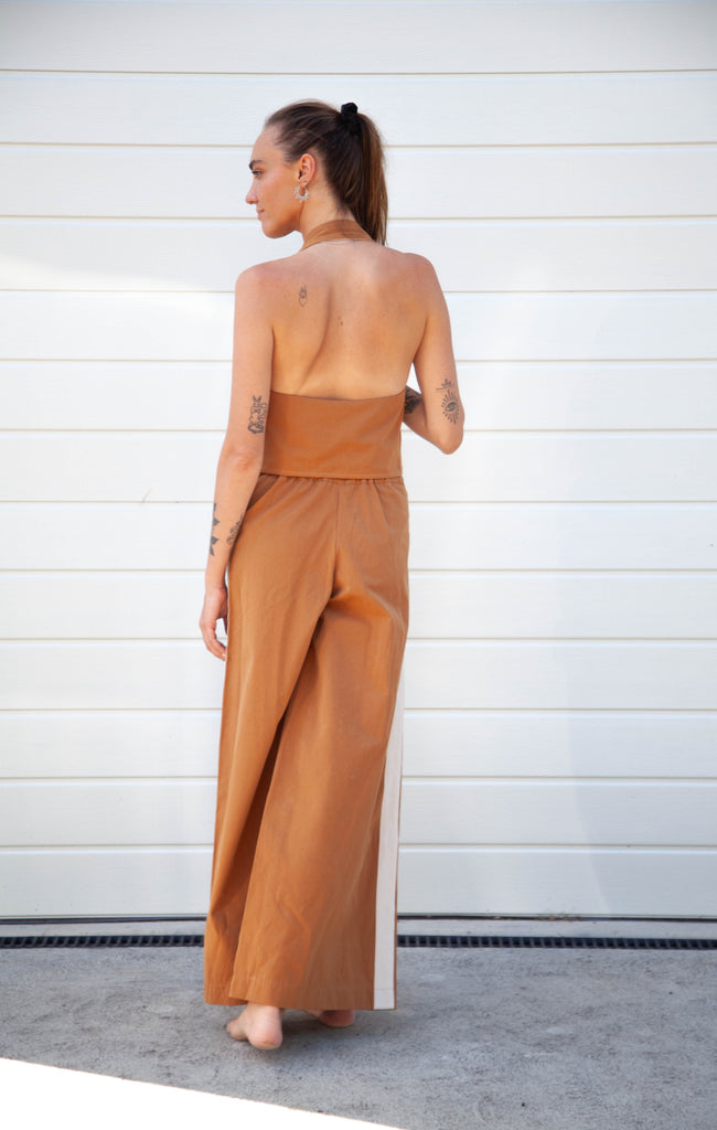 Moni Stripe Pant - Toffee with Ecru Stripe