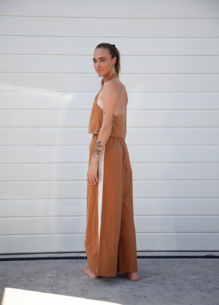 Moni Stripe Pant - Toffee with Ecru Stripe