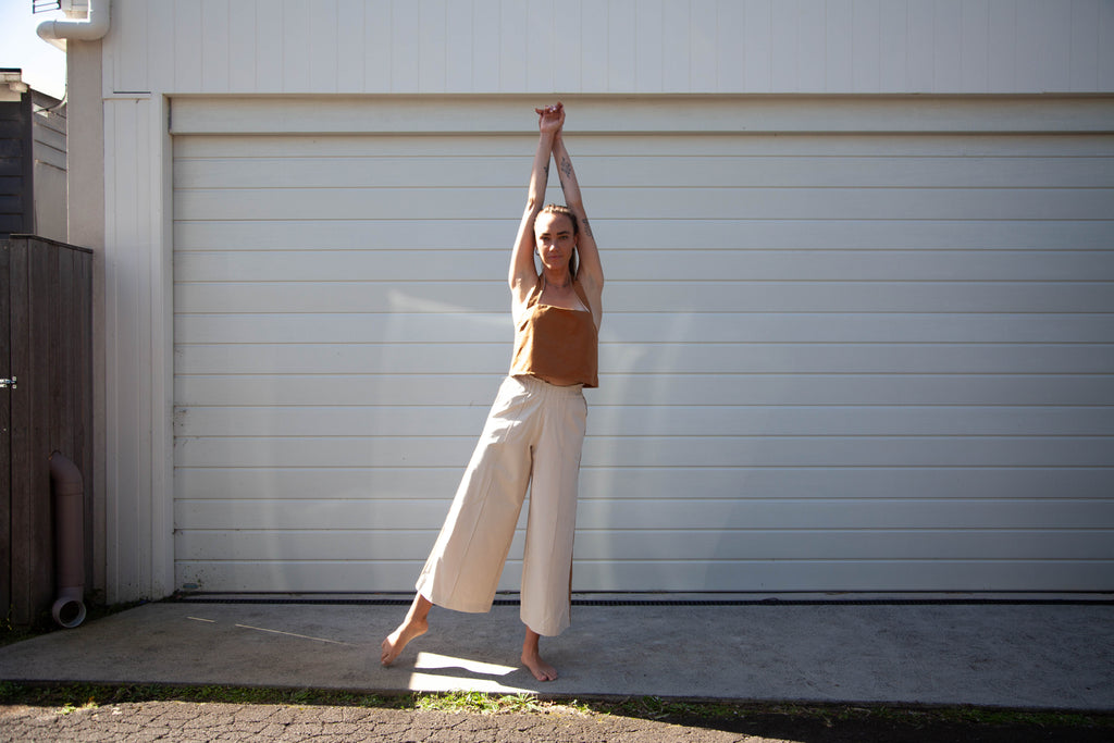 Moni Stripe Pant - Ecru with Toffee Stripe