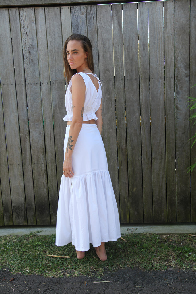 Immi Skirt - White Pima Mix Cotton