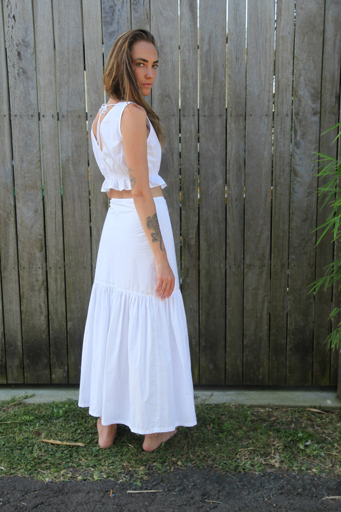 Immi Skirt - White Pima Mix Cotton